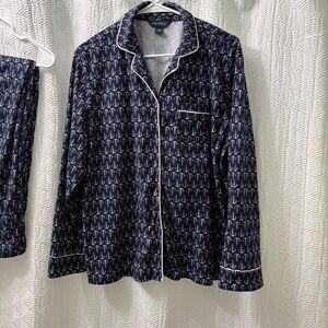 Nautica XL Womens Pajama Set Anchor Print Long Sleeve Top Pants Sleepwear